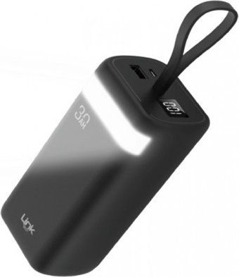 LinkTech AC30 30000 mAh Hızlı Şarj Işıklı Dijital Göstergeli USB & Type C Çoklu Kablolu Powerbank
