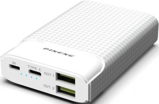 Pineng PN-986 10000 mAh Hızlı Şarj USB & Type C Çoklu Kablolu Powerbank Beyaz
