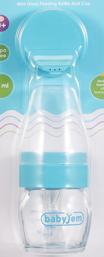 Babyjem B093X46Z2K Cam Gaz Yapmayan Antikolik Kulpsuz 9+ Ay Mavi Kaşık Biberon 30 ml
