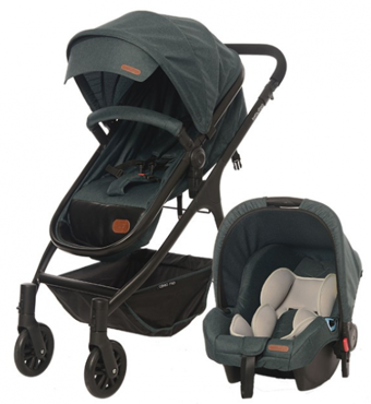 Baby2Go 8046 Caromio Çift Yönlü Katlanabilir 360 Derece Dönen Tam Yatar Travel Sistem Bebek Arabası Yeşil