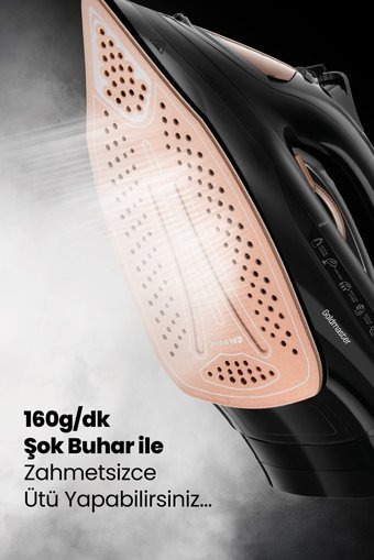Goldmaster Powerjett GM-7627 2200 W Seramik Tabanlı Yatay Şok Buharlı Ütü