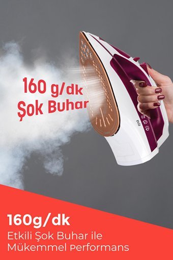 Goldmaster Evia 2200 W Seramik Tabanlı Yatay Şok Buharlı Ütü