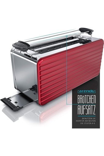 Arendo 303264 4 Dilim Kırıntı Tepsili Akıllı 1500 W Kırmızı Vintage Ekmek Kızartma Makinesi