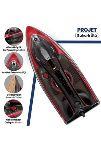 Goldmaster Projet 2600 W Seramik Tabanlı Yatay Şok Buharlı Ütü