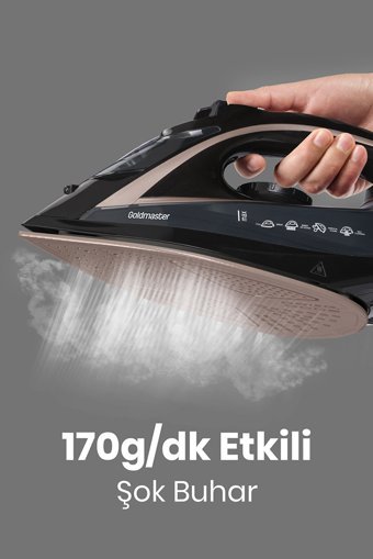 Goldmaster Pressjet GM7614 2400 W Seramik Tabanlı Yatay Şok Buharlı Ütü