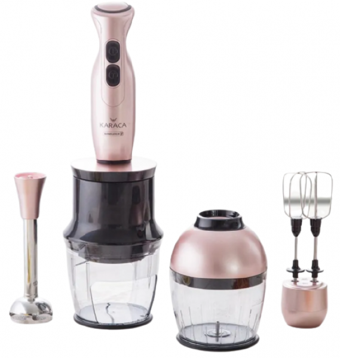 Karaca Blendfit Spiral Doğrayıcılı Rendeli Çırpıcılı 1000 W Mutfak Robotu Rosegold