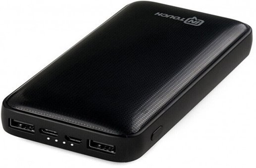 Intouch Premium 20000 mAh Hızlı Şarj USB & Type C Çoklu Kablolu Powerbank Siyah