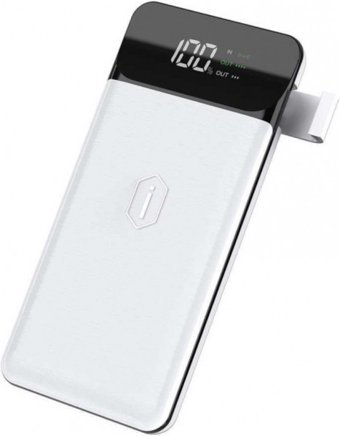 Wiwu W2 10000 mAh Hızlı Şarj Dijital Göstergeli USB & Type C Çoklu Kablolu Powerbank Beyaz