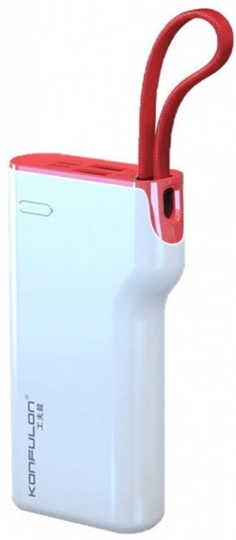 Konfulon A11 10000 mAh Hızlı Şarj USB & Type C Çoklu Kablolu Powerbank Beyaz