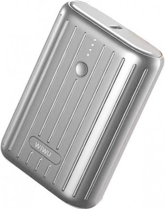 Wiwu JC-08 10000 mAh Hızlı Şarj USB & Type C Çoklu Kablolu Powerbank Gümüş