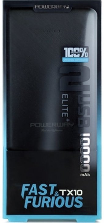 Powerway TX10 10000 mAh Hızlı Şarj Micro USB Çoklu Kablolu Powerbank Siyah
