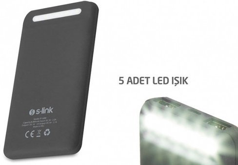 S-link Swapp 8000 mAh Hızlı Şarj Işıklı Lightning Çoklu Kablolu Powerbank Gri