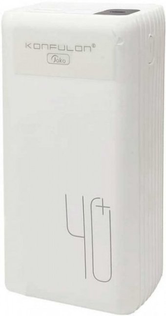 Konfulon Joko 40000 mAh Hızlı Şarj Işıklı Dijital Göstergeli USB & Type C Çoklu Kablolu Powerbank Beyaz