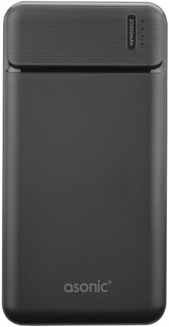 Asonic AS-P20 20000 mAh Hızlı Şarj USB & Type C Çoklu Kablolu Powerbank Siyah
