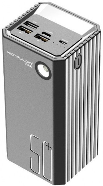 Konfulon A22 50000 mAh Hızlı Şarj Işıklı USB & Type C Çoklu Kablolu Powerbank Siyah