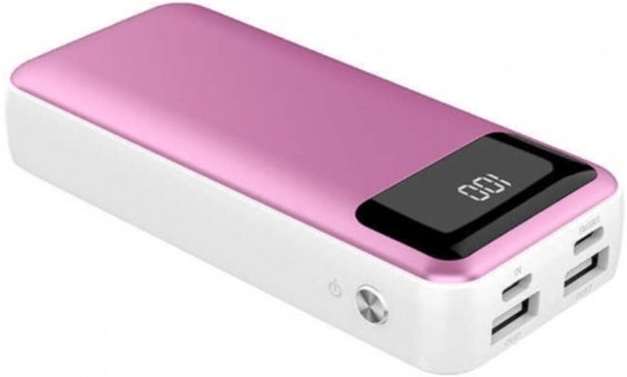 Xipin PX503 10000 mAh Hızlı Şarj Dijital Göstergeli USB & Type C Çoklu Kablolu Powerbank Pembe
