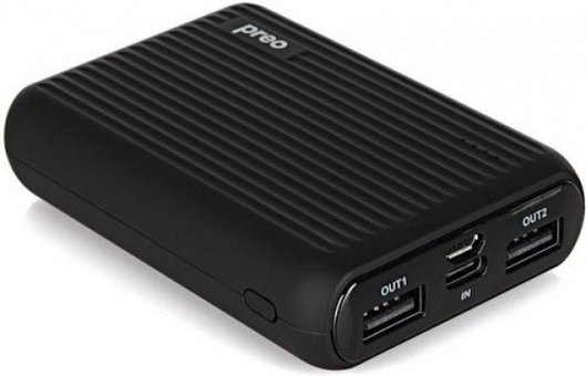 Preo Pocket 10000 mAh Hızlı Şarj USB & Type C Çoklu Kablolu Powerbank Siyah