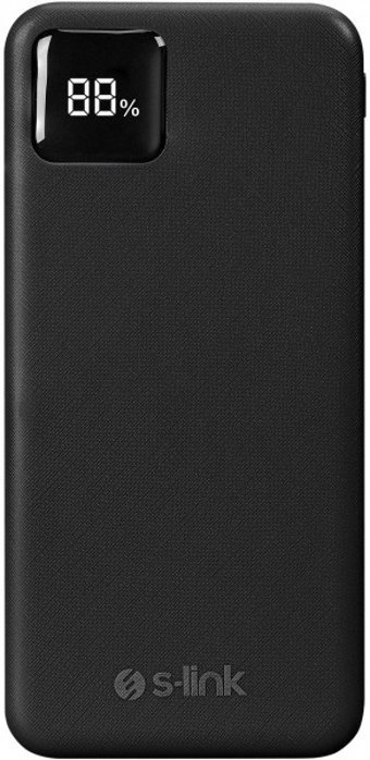 S-link G104 10000 mAh Hızlı Şarj Dijital Göstergeli USB & Type C Çoklu Kablolu Powerbank Siyah