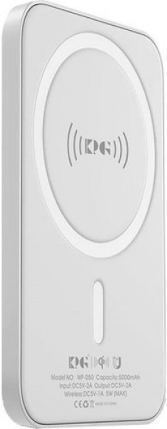 King Power Power WP-050 5000 mAh Hızlı Şarj Mıknatıslı USB & Type C Kablolu Powerbank Beyaz