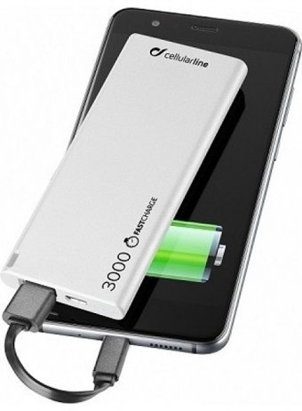 Cellularline FreePower 3000 mAh Hızlı Şarj Micro USB Kablolu Powerbank
