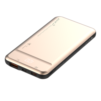 Zore ZR-1015 10000 mAh Hızlı Şarj Dijital Göstergeli USB & Type C Çoklu Kablolu Powerbank Altın