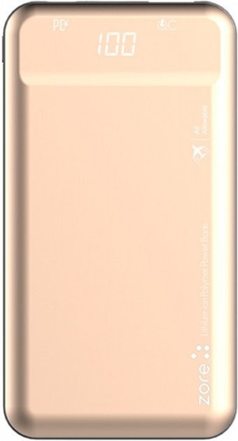 Zore ZR-1015 10000 mAh Hızlı Şarj Dijital Göstergeli USB & Type C Çoklu Kablolu Powerbank Altın