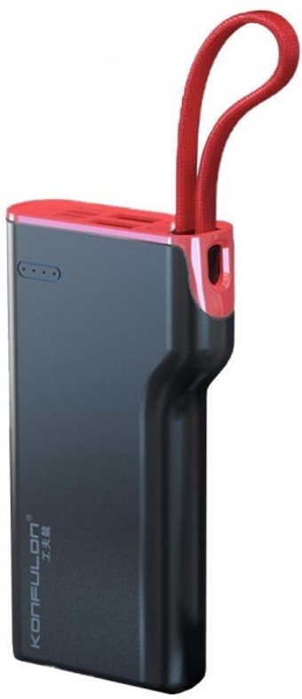 Konfulon A11 10000 mAh Hızlı Şarj USB & Type C Çoklu Kablolu Powerbank Siyah