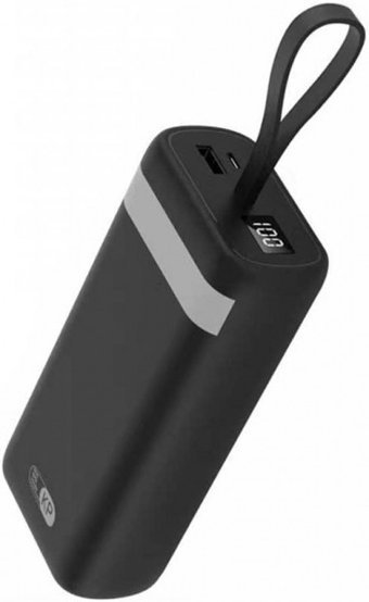 King Power Power KP-30 30000 mAh Hızlı Şarj Işıklı Dijital Göstergeli USB & Type C Çoklu Kablolu Powerbank Siyah