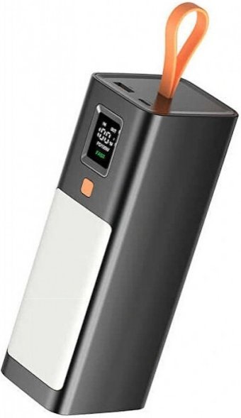 Xipin T133L 40000 mAh Hızlı Şarj Işıklı Dijital Göstergeli USB & Type C Çoklu Kablolu Powerbank Siyah