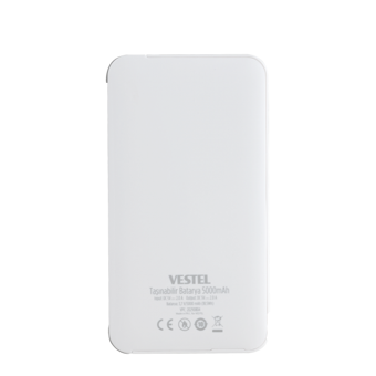 Vestel 5000 mAh Hızlı Şarj Micro USB Kablolu Powerbank Beyaz