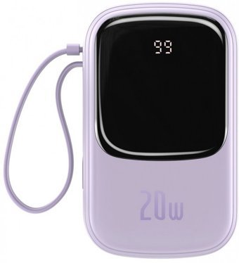 Baseus Q Pow 20000 mAh Hızlı Şarj Dijital Göstergeli Lightning Çoklu Kablolu Powerbank Mor