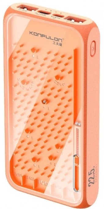Konfulon A17Q 10000 mAh Hızlı Şarj USB & Type C Çoklu Kablolu Powerbank Turuncu