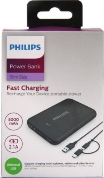 Philips DLP1505AB 5000 mAh Hızlı Şarj USB & Type C Çoklu Kablolu Powerbank