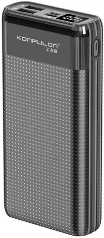 Konfulon A30 20000 mAh Hızlı Şarj Dijital Göstergeli USB & Type C Çoklu Kablolu Powerbank Siyah