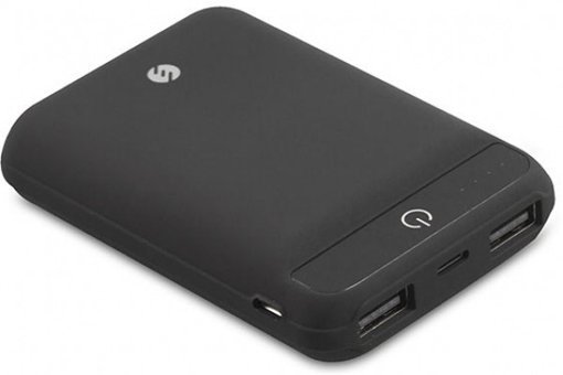 S-link Swapp SWP-78 7800 mAh Hızlı Şarj Işıklı USB & Type C Çoklu Kablolu Powerbank Siyah