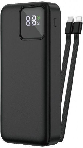 Wiwu JC-22 20000 mAh Hızlı Şarj Dijital Göstergeli USB & Type C Çoklu Kablolu Powerbank Siyah