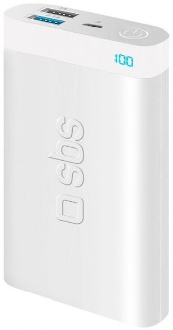 SBS 62234 8000 mAh Hızlı Şarj Dijital Göstergeli Micro USB Çoklu Kablolu Powerbank Beyaz