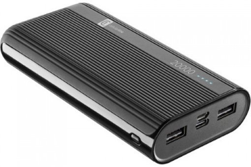 Cellularline PowerTank 20000 mAh Hızlı Şarj USB & Type C Çoklu Kablolu Powerbank Siyah