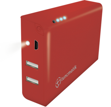 Tunçmatik Mini Charge 12000 mAh Hızlı Şarj Işıklı Micro USB Çoklu Kablolu Powerbank Kırmızı