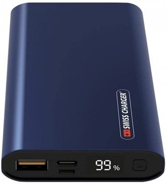 Swiss Charger 10000 mAh Hızlı Şarj Dijital Göstergeli USB & Type C Çoklu Kablolu Powerbank