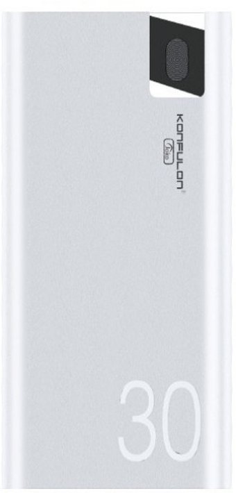 Konfulon A19 30000 mAh Hızlı Şarj Dijital Göstergeli USB & Type C Çoklu Kablolu Powerbank Beyaz