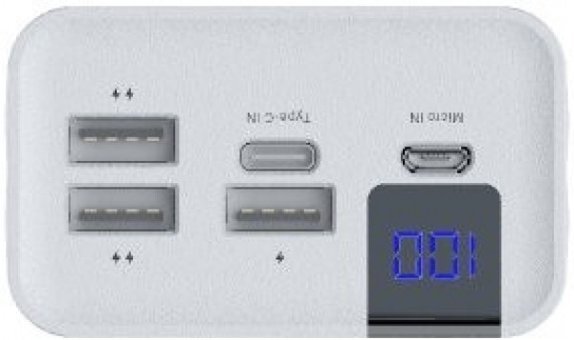 Konfulon A19 30000 mAh Hızlı Şarj Dijital Göstergeli USB & Type C Çoklu Kablolu Powerbank Beyaz