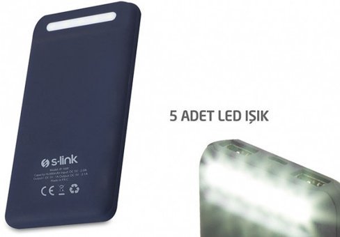 S-link Swapp 16000 mAh Hızlı Şarj Işıklı Lightning Çoklu Kablolu Powerbank Mavi