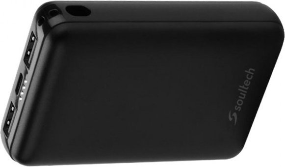 Soultech Comfort 10000 mAh Hızlı Şarj USB & Type C Çoklu Kablolu Powerbank Siyah