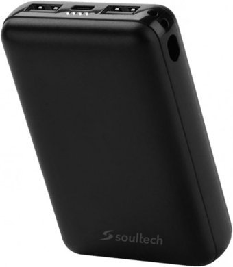 Soultech Comfort 10000 mAh Hızlı Şarj USB & Type C Çoklu Kablolu Powerbank Siyah