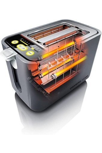 Carrera NO 552 2 Dilim Kırıntı Tepsili Telli Akıllı 860 W İnox Mini Ekmek Kızartma Makinesi