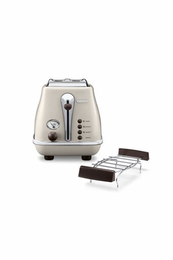 Delonghi Distinta CT0V 2103.BG 2 Dilim Kırıntı Tepsili Telli 900 W Krom Retro Mini Ekmek Kızartma Makinesi