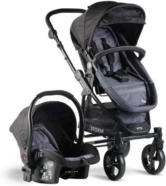 Babyhope BH-3020 Storm Çift Yönlü Katlanabilir 360 Derece Dönen Tam Yatar Travel Sistem Bebek Arabası Gri