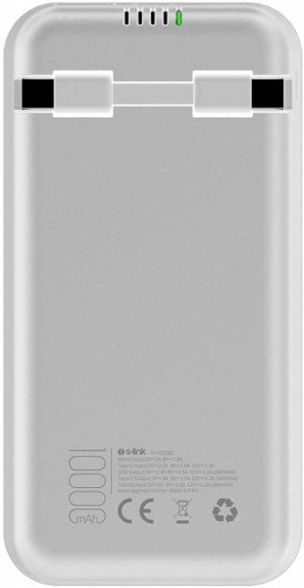 S-link IP-PD100C 10000 mAh Hızlı Şarj USB & Type C Çoklu Kablolu Powerbank Beyaz