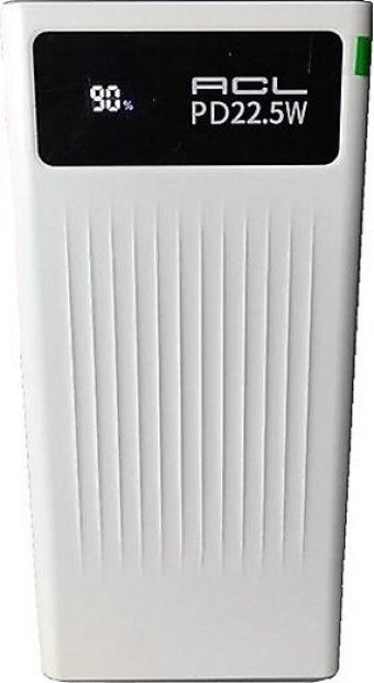 ACL PW-62 30000 mAh Hızlı Şarj Işıklı Dijital Göstergeli USB & Type C Çoklu Kablolu Powerbank Beyaz